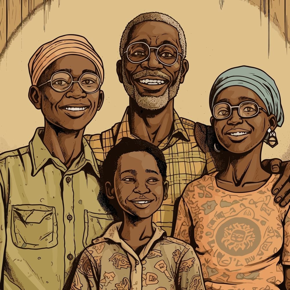 Typical African Family Illustration