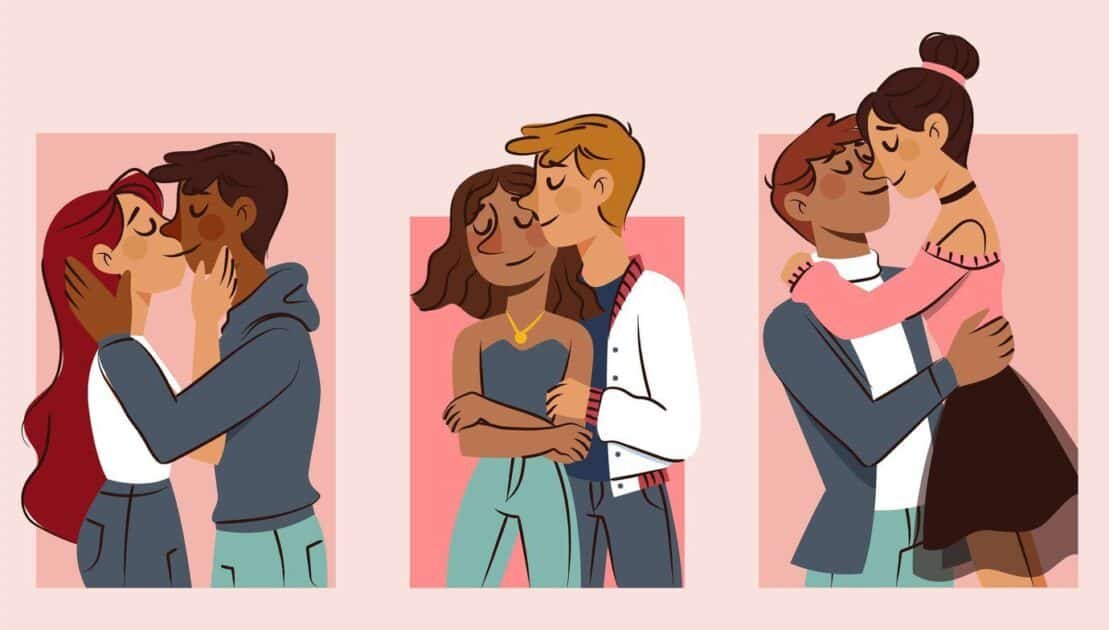 hand-drawn-couples-kissing-illustration