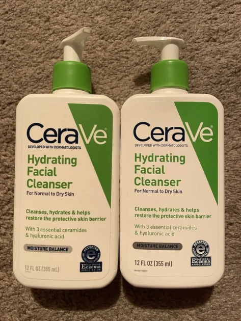 2 bottles of CeraVe Hydrating Facial Cleanser