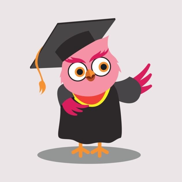 Graduated owl cartoon character