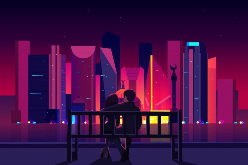 couple sitting watching the city